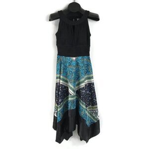 NEW Sangria Handkerchief Hem Dress Missy Size 8 Sleeveless Satin Keyhole Boho